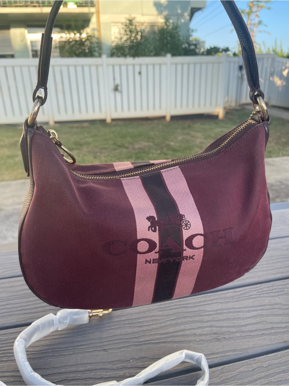 Coach Oxblood  Shoulder Bag with Cross Strap